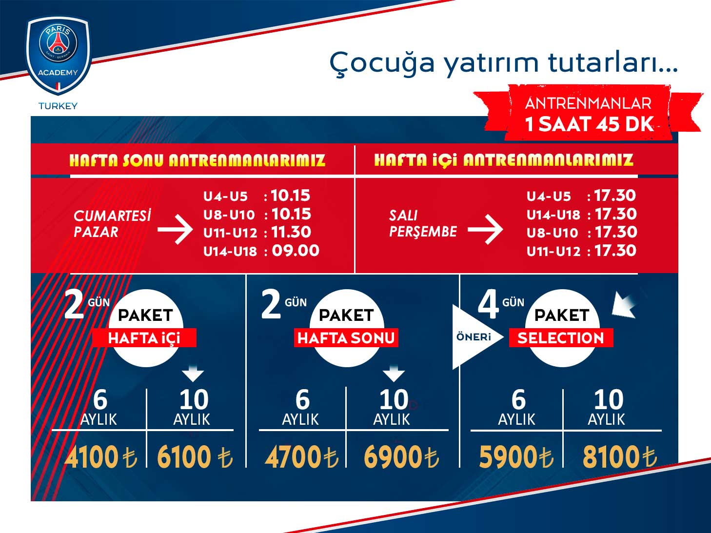 PSG Academy Mersin Fiyatlar