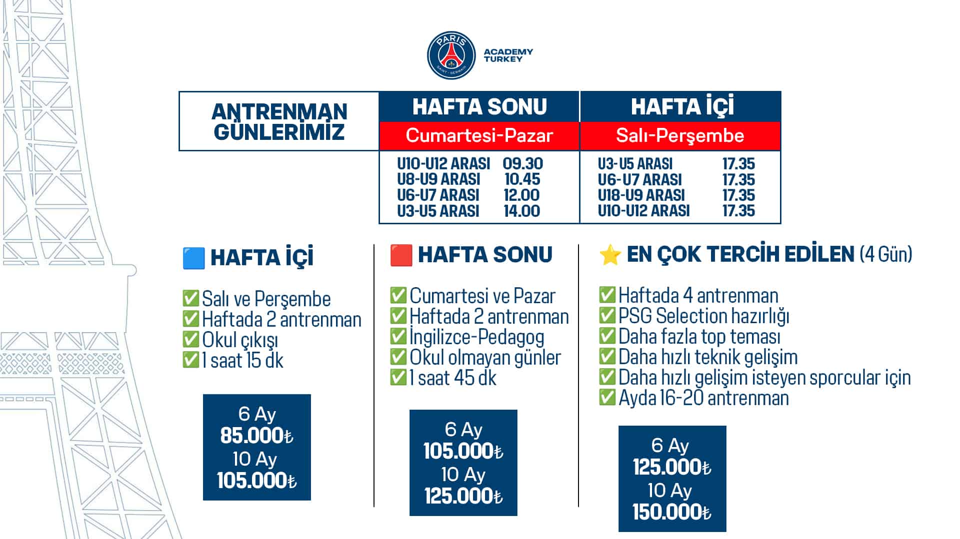 PSG Academy Tekirdag Fiyatları